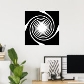 Zwart en wit spiraal ontwerp. poster (Thuiskantoor)