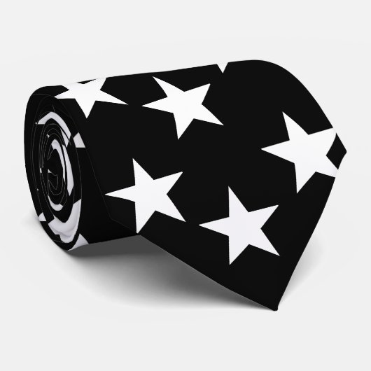 Zwart en wit Star Pattern-Stropdas Stropdas (Opgerold)
