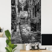 Zwart en Wit stedelijk graffiti steegje Poster (Thuiskantoor)