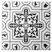 Zwart en wit Stencil Pattered Print Tegeltje (Voorkant)