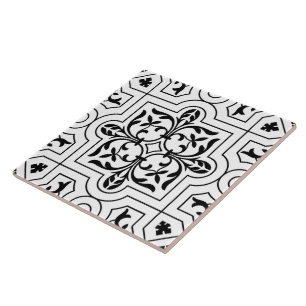 Zwart en wit  Stencil Pattered Print Tegeltje