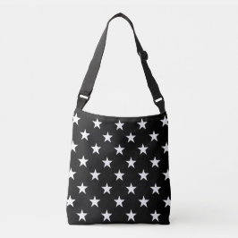 Zwart en Wit Ster Patroon Crossbody Tas