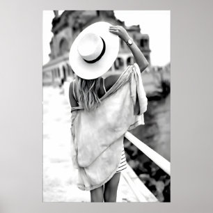 Zwart en Wit Strand Mode Print, Zomer Muur Poster