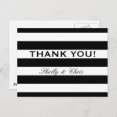 Zwart en wit streep bruiloft dank u briefkaarten (Voorkant / Achterkant)