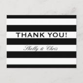 Zwart en wit streep bruiloft dank u briefkaarten (Voorkant)