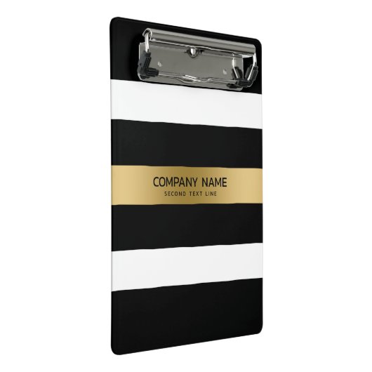 Zwart en wit strepen gouden accent mini klembord (Schuin)