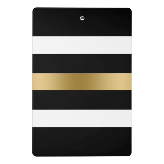 Zwart en wit strepen gouden accent mini klembord (Achterkant)
