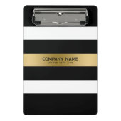 Zwart en wit strepen gouden accent mini klembord (Voorkant)