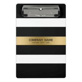 Zwart en wit strepen gouden accent mini klembord