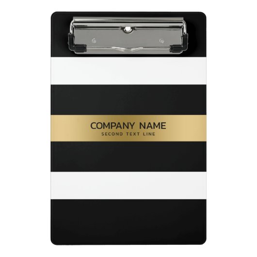 Zwart en wit strepen gouden accent mini klembord (Voorkant)