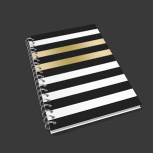 Zwart en wit strepen gouden accent notitieboek