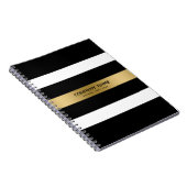 Zwart en wit strepen gouden accent notitieboek (Rechterzijde)