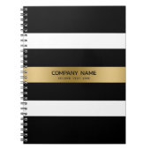 Zwart en wit strepen gouden accent notitieboek (Voorkant)