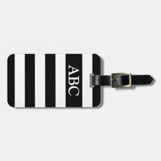 Zwart en wit Striped Patroon met Monogram Bagagelabel
