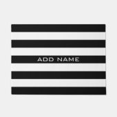 Zwart en wit Striped Patroon met naam Deurmat (Voorkant)