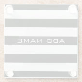 Zwart en wit Striped Patroon met naam Glazen Onderzetter (Achterkant)