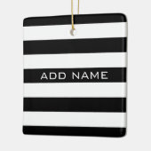 Zwart en wit Striped Patroon met naam Keramisch Ornament (Links)