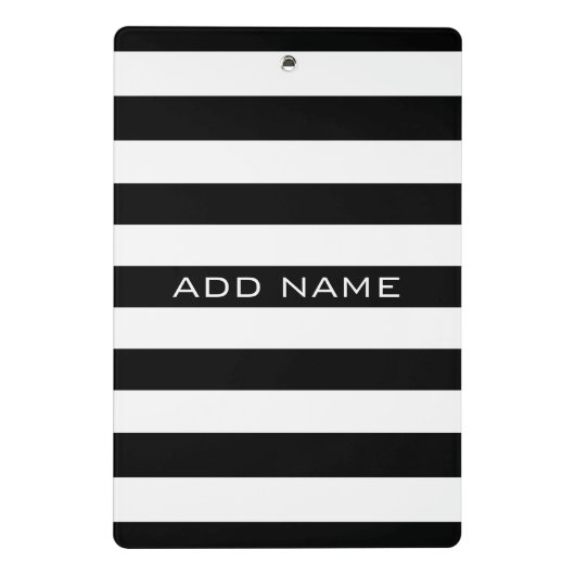 Zwart en wit Striped Patroon met naam Mini Klembord (Achterkant)