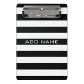 Zwart en wit Striped Patroon met naam Mini Klembord (Voorkant)