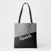 Zwart en wit Striped Patroon op maat Tote Bag (Voorkant)