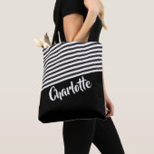 Zwart en wit Striped Patroon op maat Tote Bag (Dichtbij)