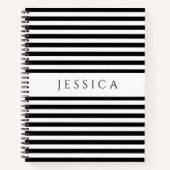 Zwart en wit striped Patroonnaam Notitieboek (Voorkant)