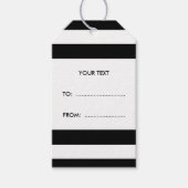 Zwart en wit Stripes Patroon, zwart monogram Cadeaulabel (Voorkant)