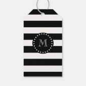 Zwart en wit Stripes Patroon, zwart monogram Cadeaulabel (Achterkant)