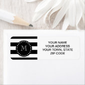 Zwart en wit Stripes Patroon, zwart monogram Etiket (Insitu)