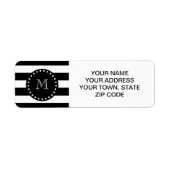 Zwart en wit Stripes Patroon, zwart monogram Etiket (Voorkant)