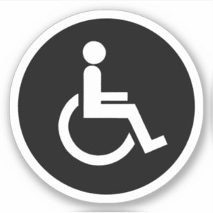 Zwart en wit symbool voor gehandicapten Rond Sticker