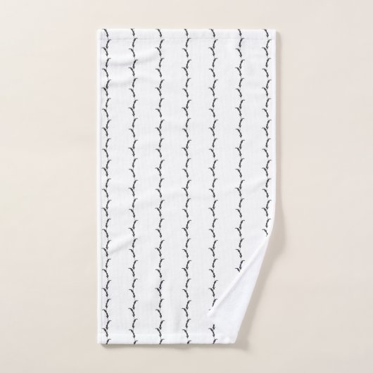 Zwart en wit tarwegras gestreept bad handdoek (Handdoek)