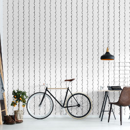 Zwart en wit tarwegras gestreept behang