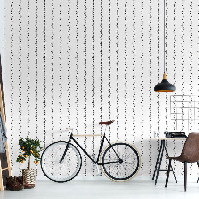 Zwart en wit tarwegras gestreept behang (Creator heeft geüpload)