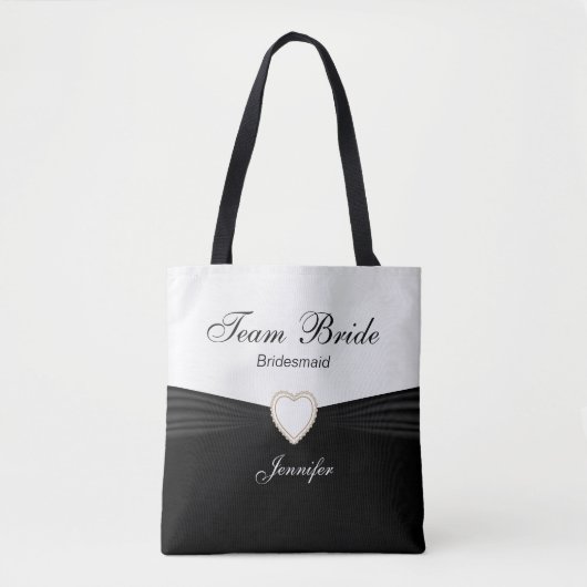 Zwart en Wit Team Bruid Tote Bag (Voorkant)