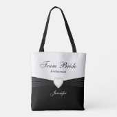 Zwart en Wit Team Bruid Tote Bag (Achterkant)