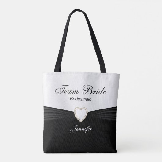 Zwart en Wit Team Bruid Tote Bag (Achterkant)