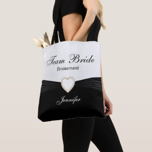 Zwart en Wit Team Bruid Tote Bag
