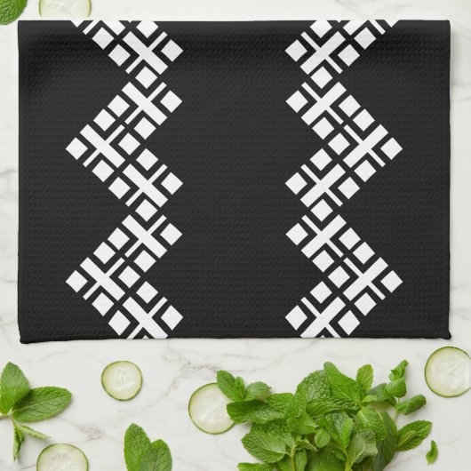 Zwart en wit theedoek (Gevouwen)