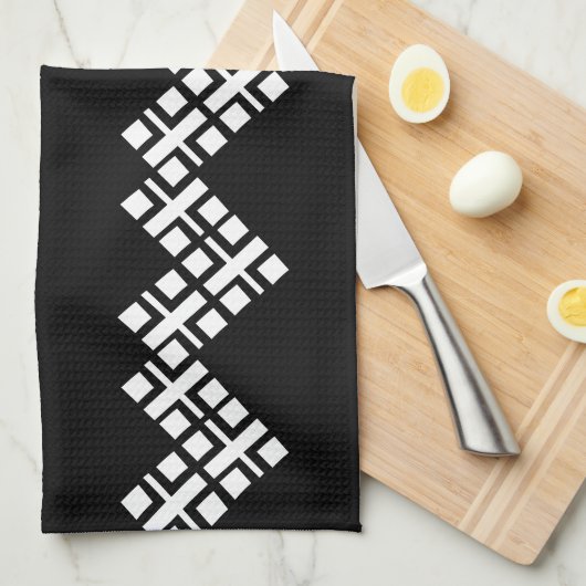 Zwart en wit theedoek (Quarter Fold)