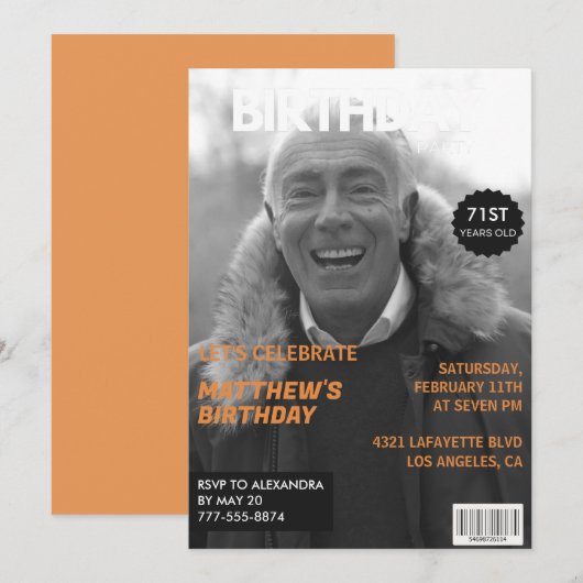 Zwart en wit Tijdschrift Redactioneel 71ste verjaa Kaart (Voorkant / Achterkant)