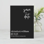 zwart en wit trendy modern save the date (Staand voorkant)