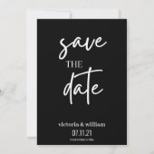 zwart en wit trendy modern save the date (Achterkant)