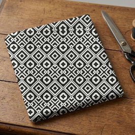 Zwart en wit tribal geometrisch mozaïekpatroon stof