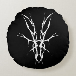 Zwart en Wit Tribal Herten Schedel Jacht Design Rond Kussen