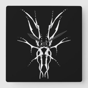 Zwart en Wit Tribal Herten Schedel Jacht Design Vierkante Klok