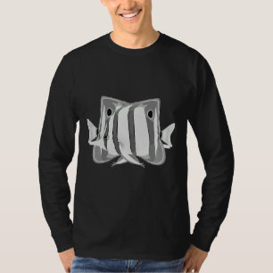 Zwart En Wit Tropisch Koraal Mariene Vlinder Fi T-shirt