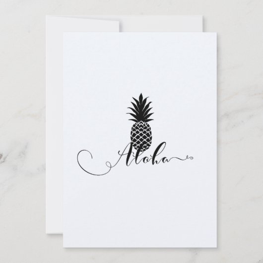 Zwart en Wit Tropische Ananas Elegante Chic Kaart (Achterkant)