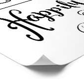 Zwart en wit trouwbord Gelukkig Everafter print (Hoek)