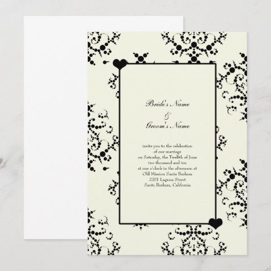 Zwart en wit trouwuitnodigingen kaart (Voorkant / Achterkant)